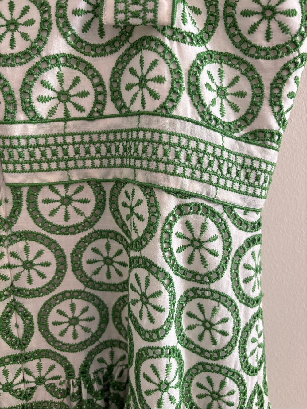 Shoshanna Green White Print Sleeveless Dress Resort Vacation Cottagecore Size 10 - Picture 9 of 10